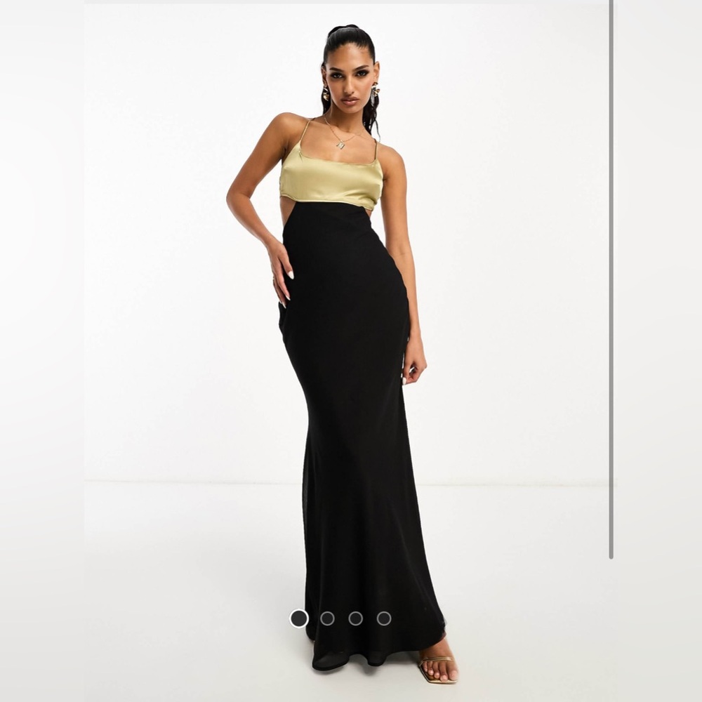 Cut out color block dress in black and gold